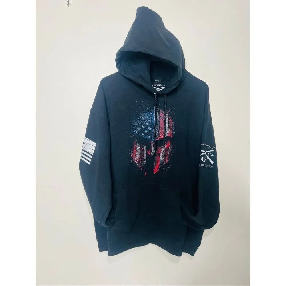 Grunt Style American Spartan 2.0 Casual Hooded Sweatshirt Black Men's Size XL